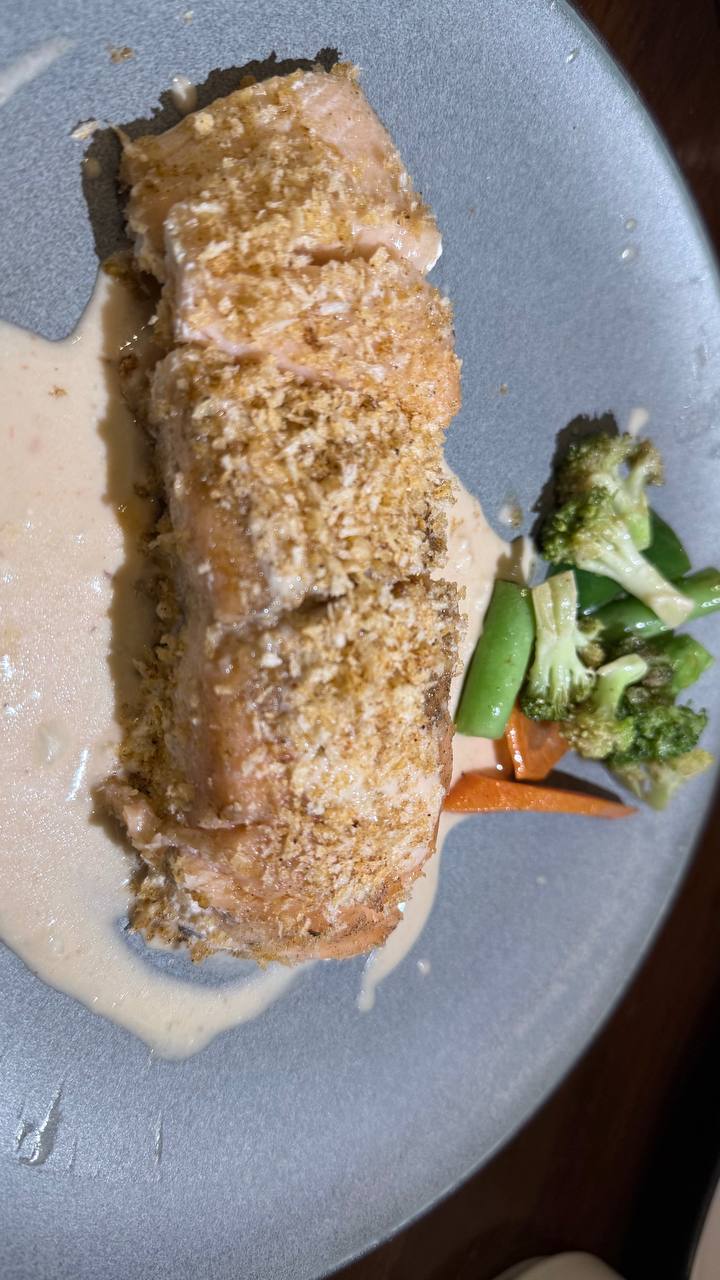 Pan-seared salmon plate at 1988 Bistro and Bar, Dumaguete