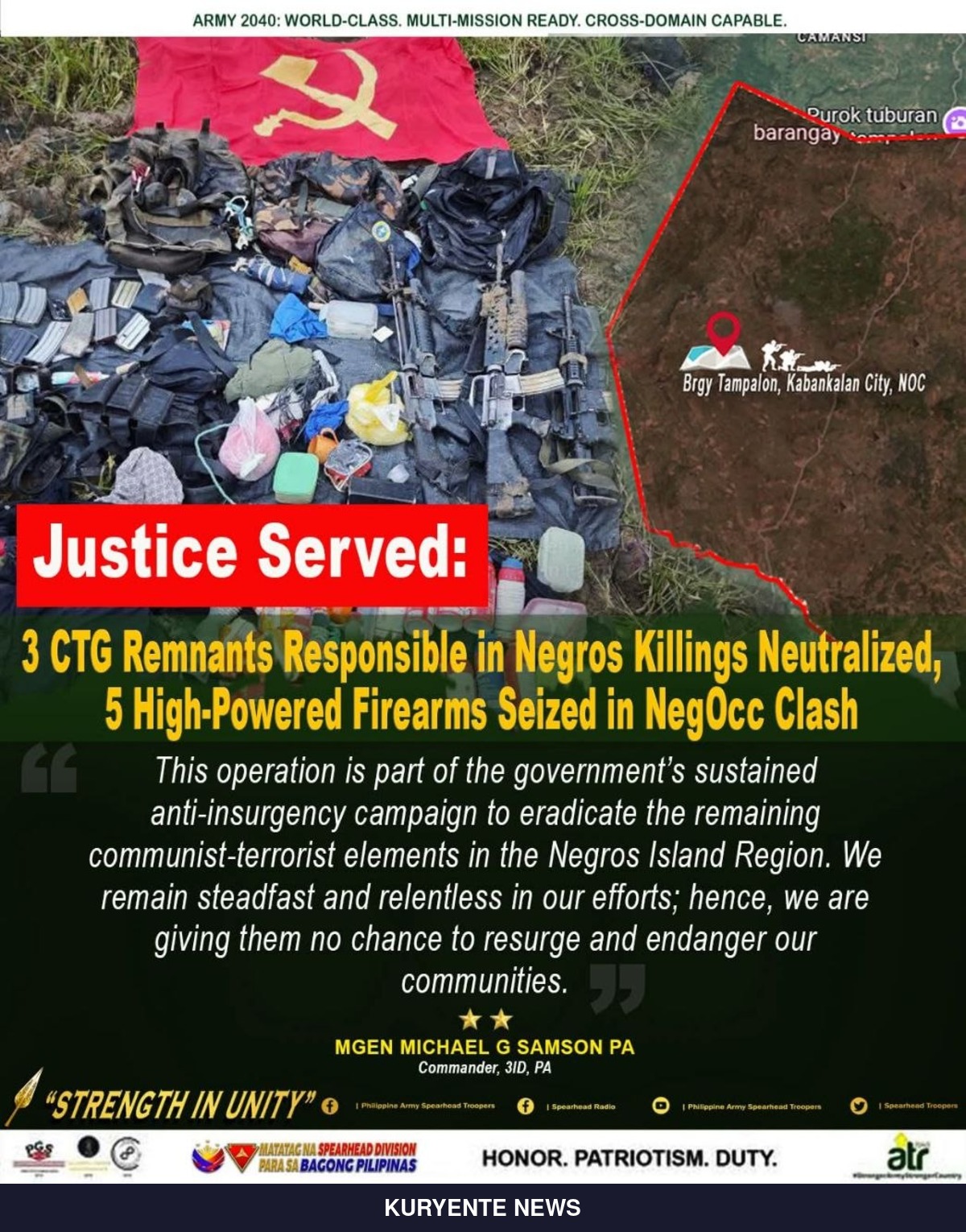 3 Communist Rebels Killed in Kabankalan City Military Operation