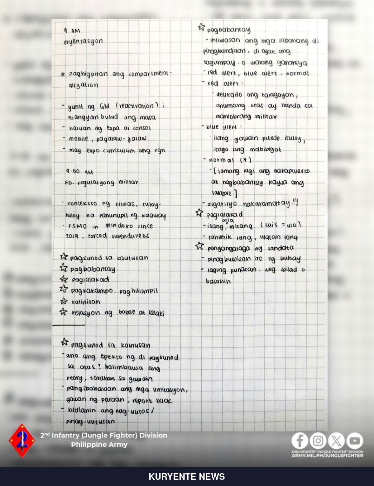 OcMin Encounter: Notebook Reveals NPA Recruit Life