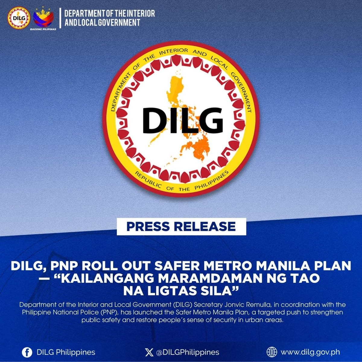 DILG, PNP Launch Safer Metro Manila Plan for Urban Crime