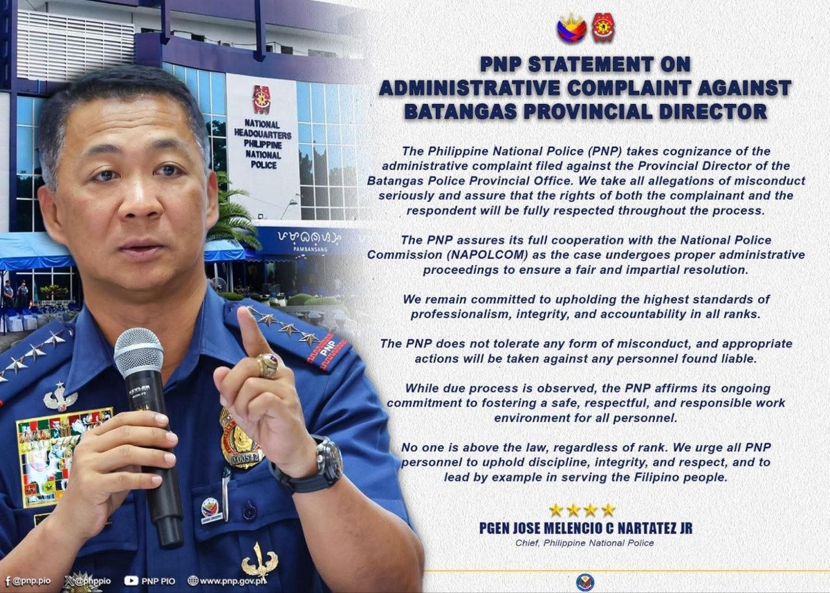 PNP Chief Orders Full Investigation of Batangas Director