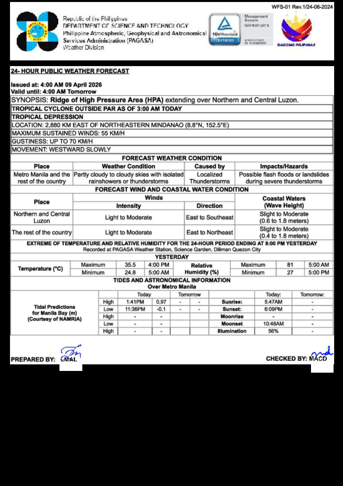 PAGASA: Isolated Rain Showers, Thunderstorms Across the Philippines