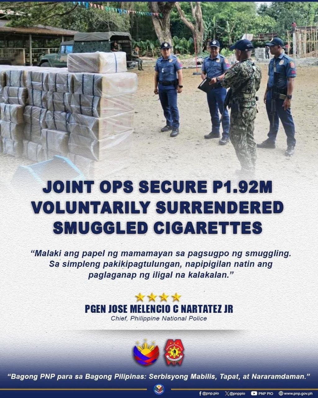 Joint Operations Secure ₱1.92M Smuggled Cigarettes
