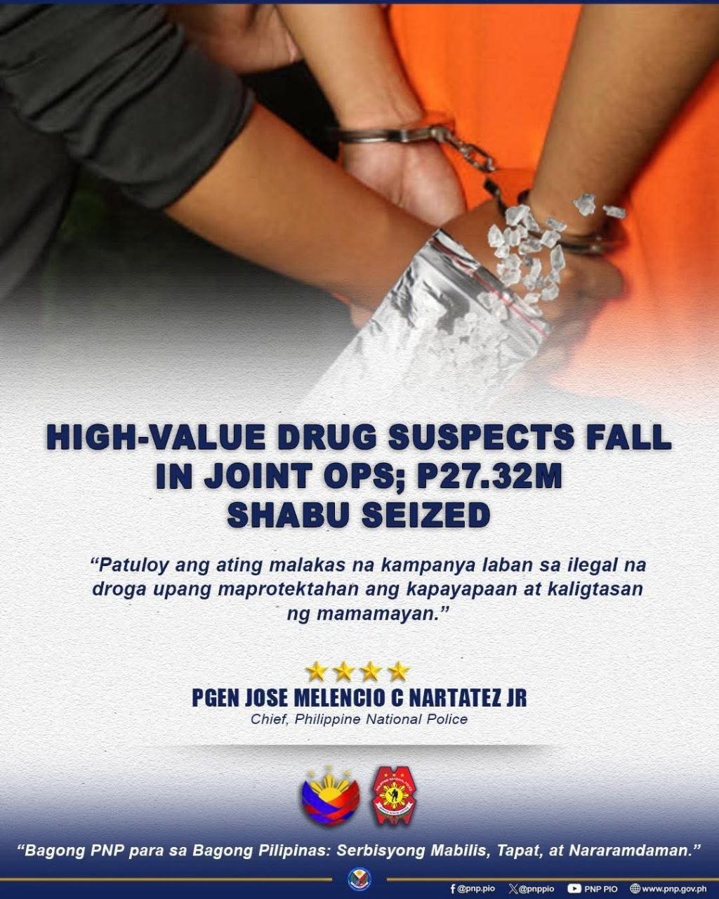 Joint Police Ops Seize ₱27.3M Shabu, Arrest 3 Suspects