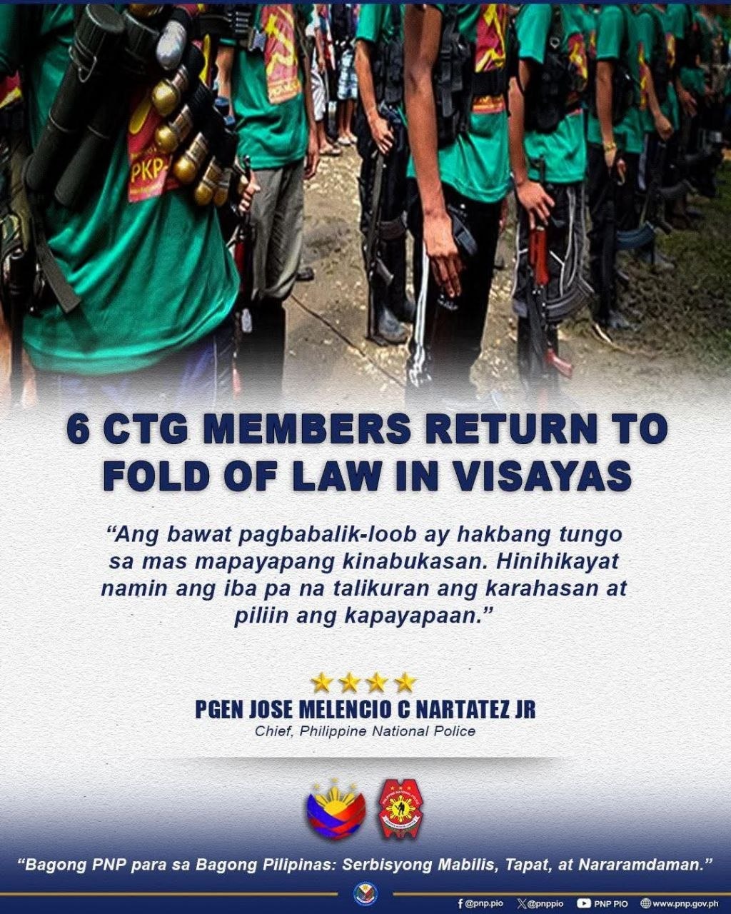 Eastern Visayas: Six Communist Rebels Surrender to PNP