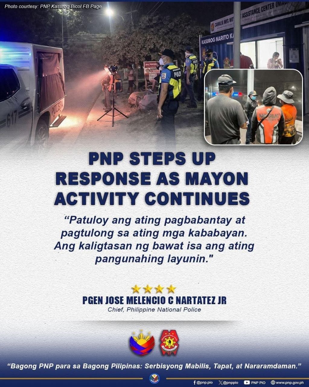 PNP Intensifies Mayon Volcano Response Operations