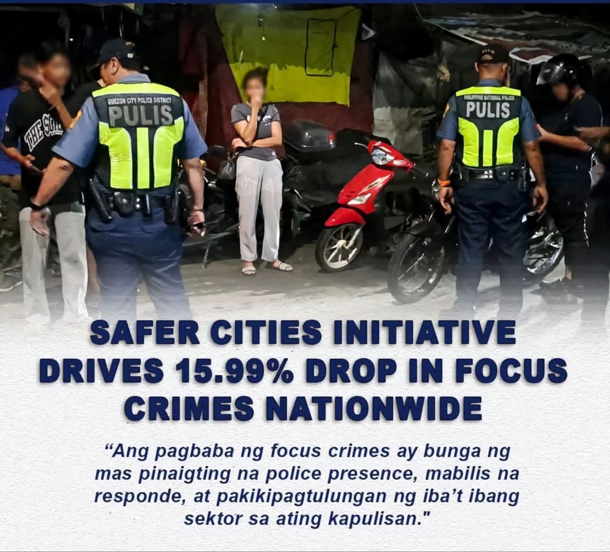 PNP's Safer Cities Initiative Cuts Crime Rate by 16%
