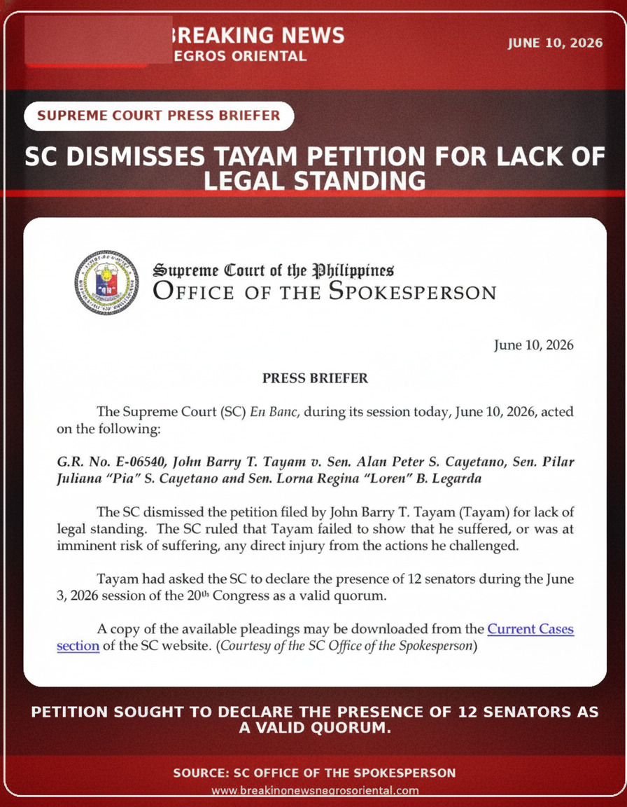 SC Dismisses Senate Quorum Petition for Lack of Standing