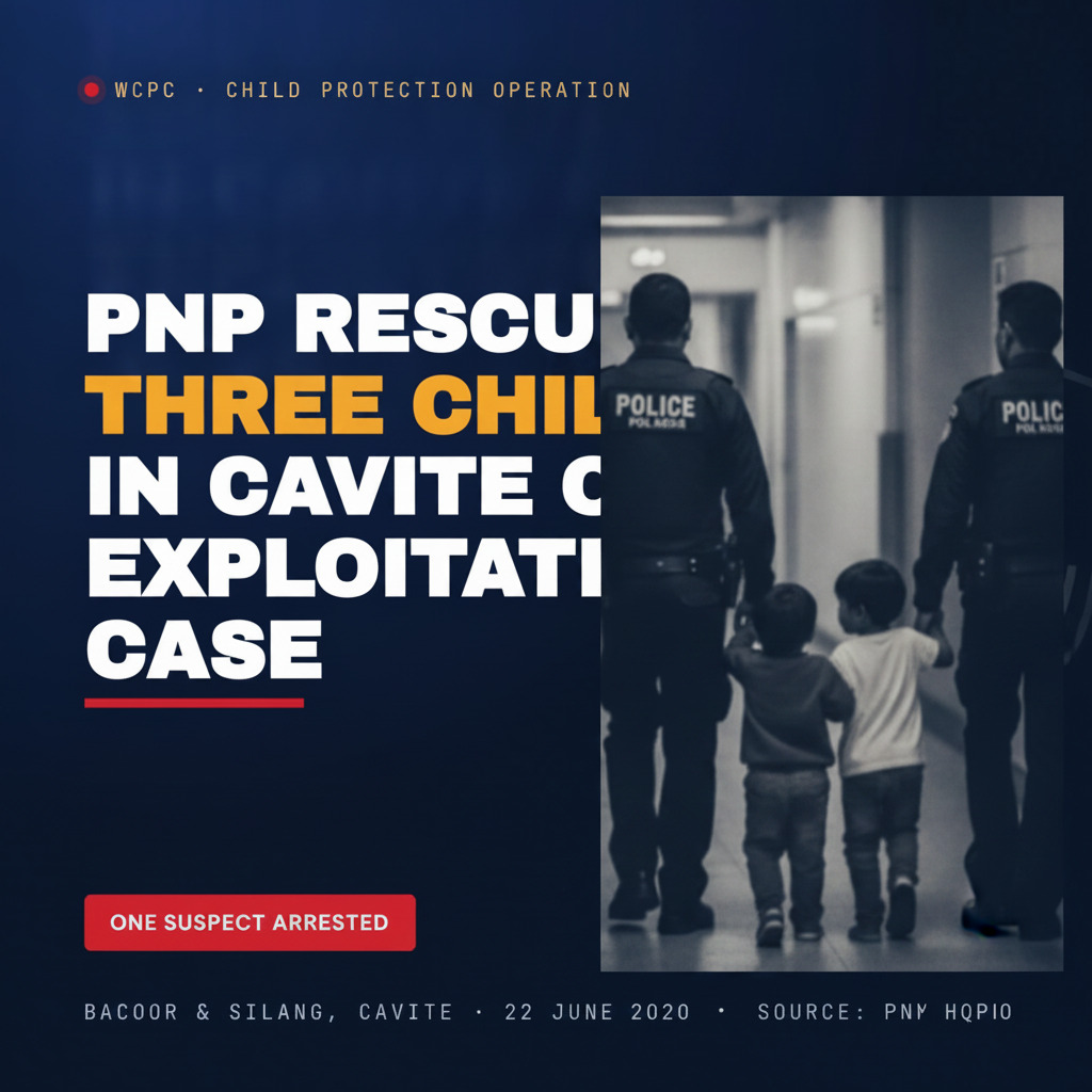PNP Rescues 3 Children in Cavite Exploitation Raid