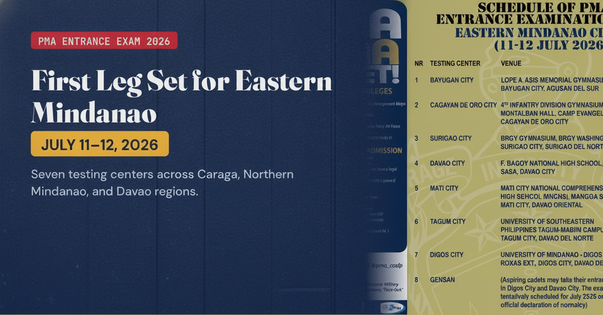 PMA Sets Eastern Mindanao Exam Leg for July 11-12
