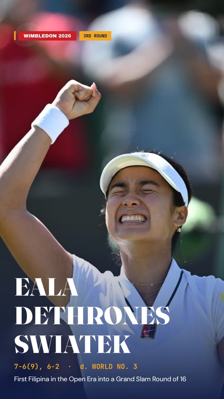 Eala Stuns World No. 3 Swiatek, Reaches Wimbledon R16