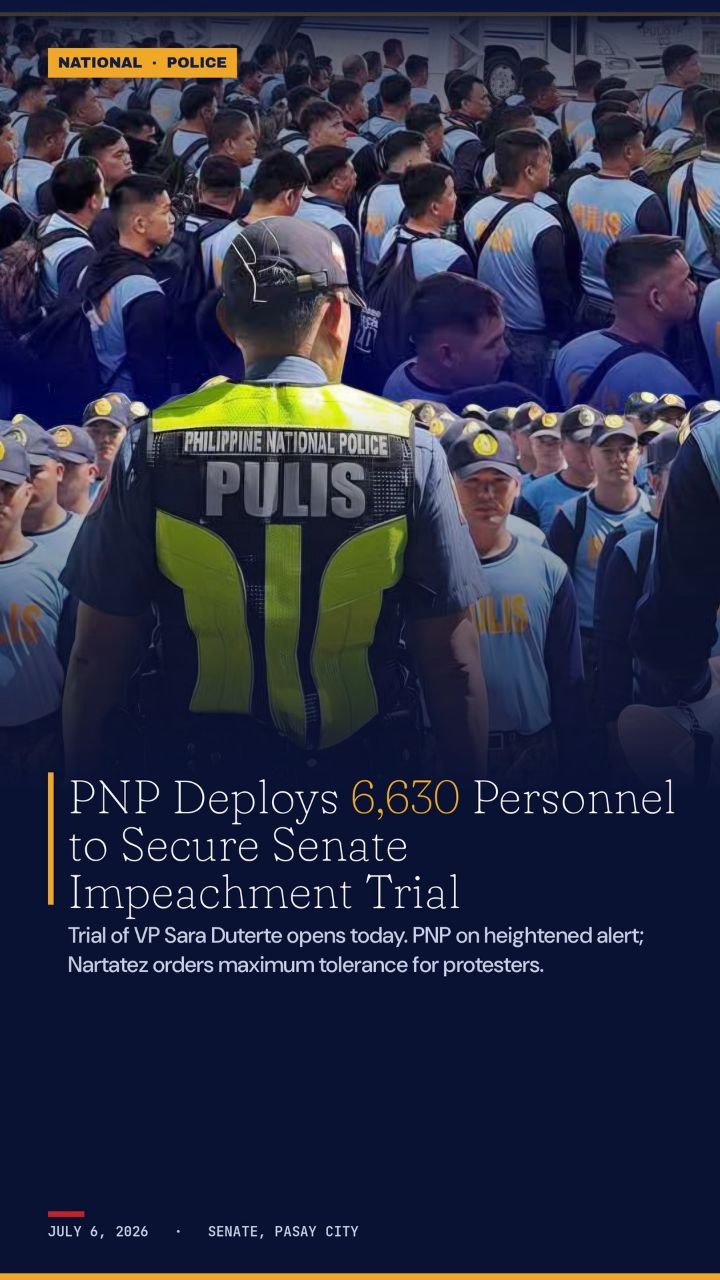 PNP Deploys 6,630 to Secure Duterte Impeachment Trial