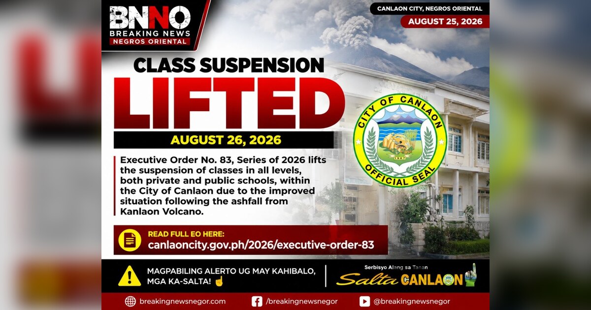 Canlaon City Lifts Class Suspension Effective August 26