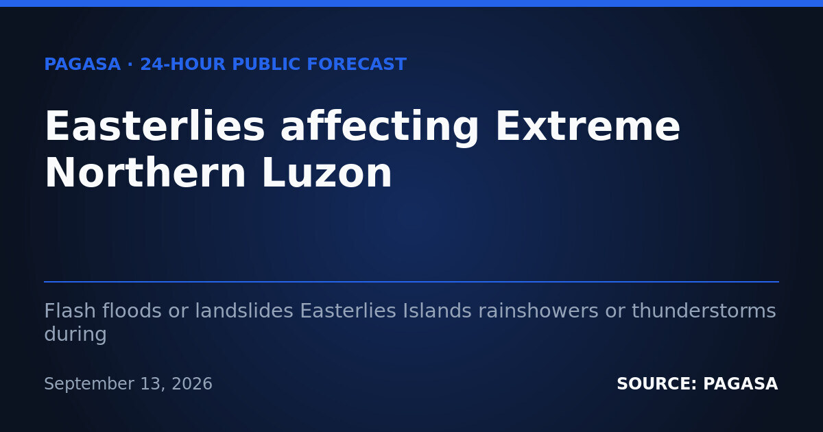 Thunderstorms, Flash Flood Risk Across PH on September 14