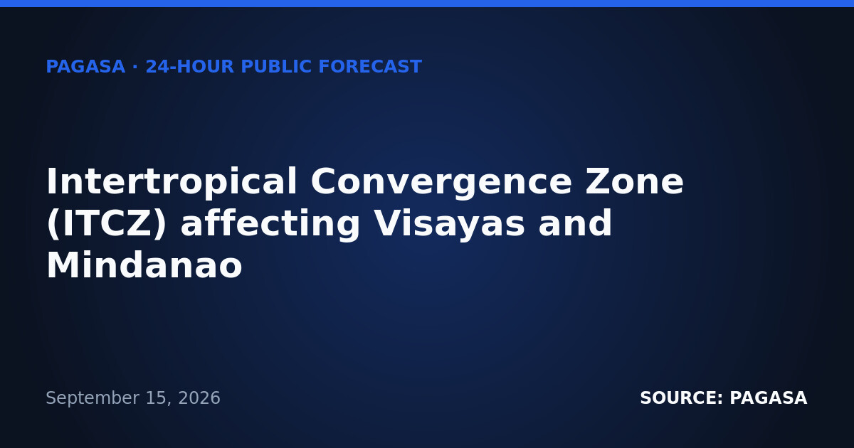 ITCZ, Tropical Depression Bring Rain Across Philippines — Sept. 16 — Wednesday, September 16, 2026