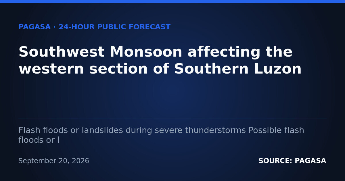 Thunderstorms Possible Nationwide on September 21 — PAGASA