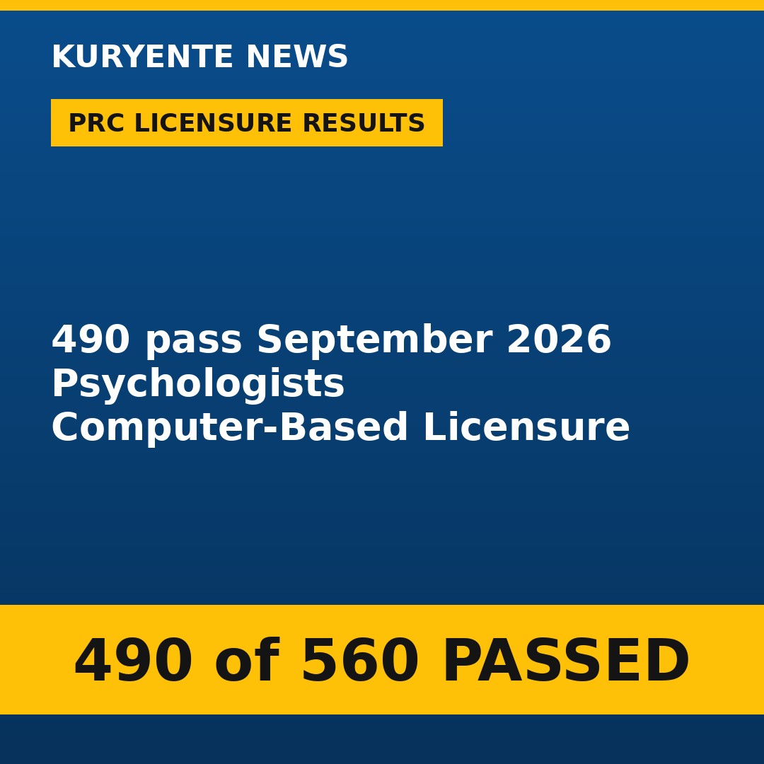 PRC: 490 pass September 2026 Psychologists Computer-Based Licensure Examination