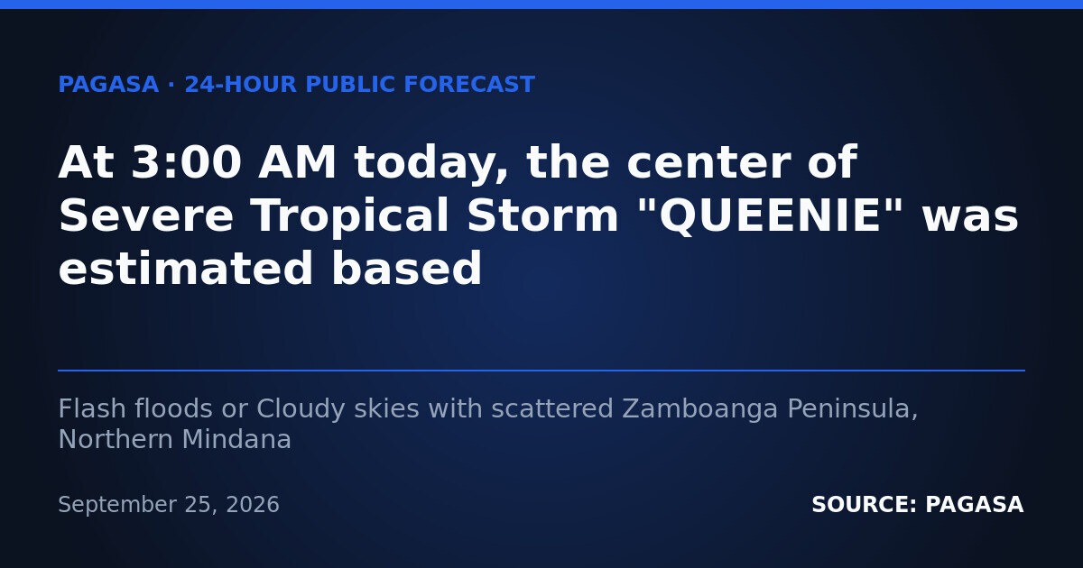 Storm "Queenie" Nears, ITCZ Brings Rains Across PH — Sept. 26