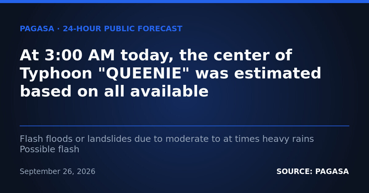 Typhoon Queenie, ITCZ Bring Rain Across PH — Sept. 27