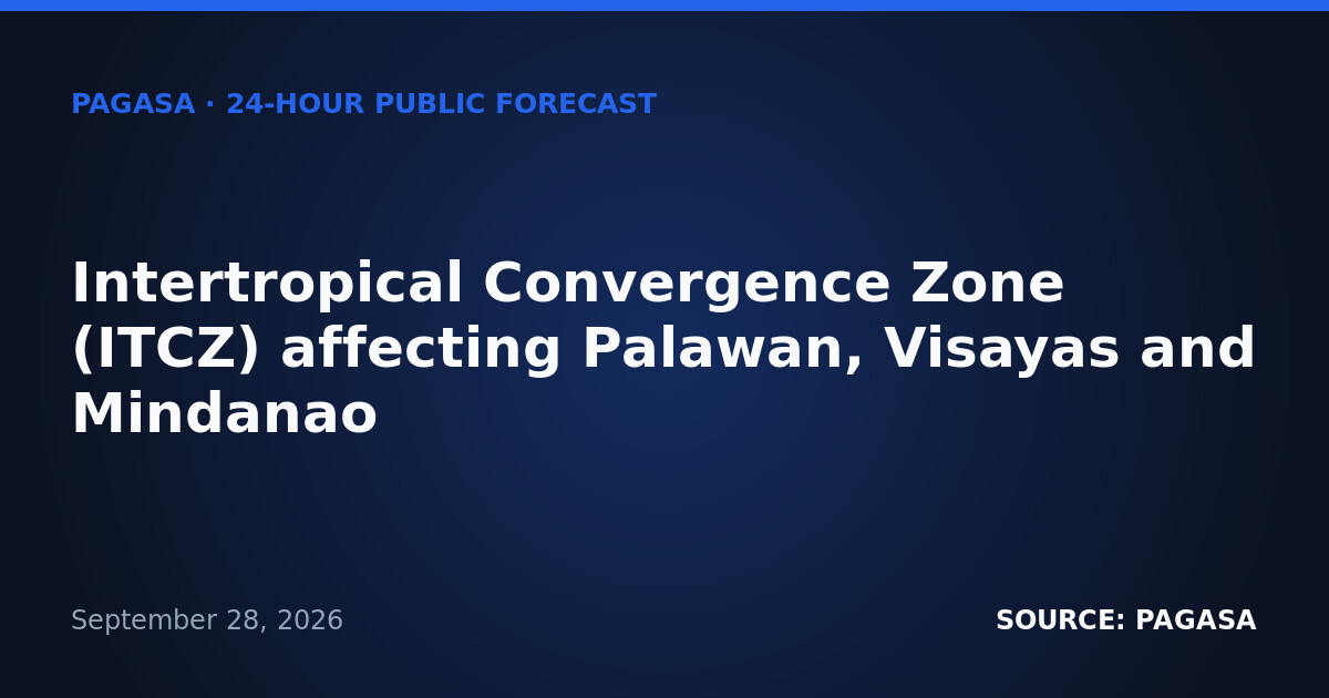 ITCZ Brings Heavy Rain, Flood Risk to Southern Philippines