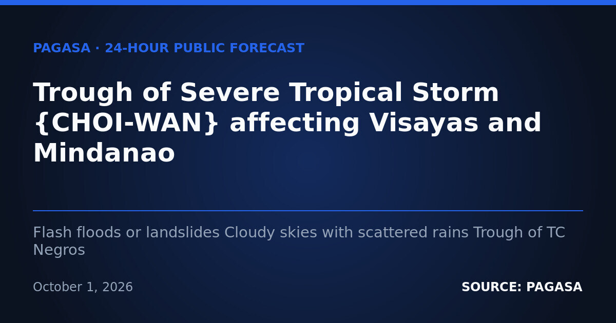 Tropical storm trough dumps rain on Visayas, Mindanao on Oct. 2