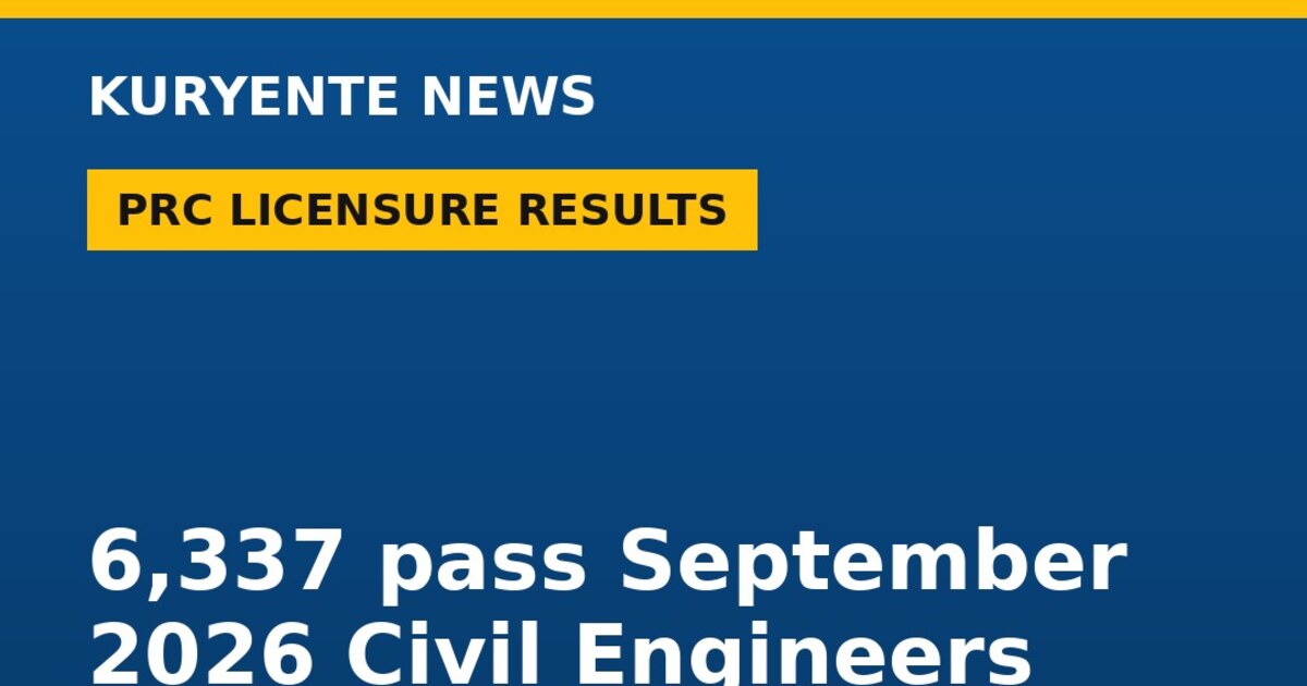 PRC: 6,337 pass September 2026 Civil Engineers Licensure Examination