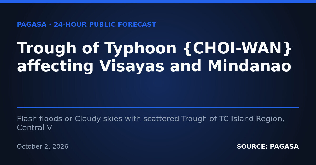 Typhoon Choi-Wan's Trough Brings Heavy Rains to Visayas, Mindanao — Saturday, October 3, 2026