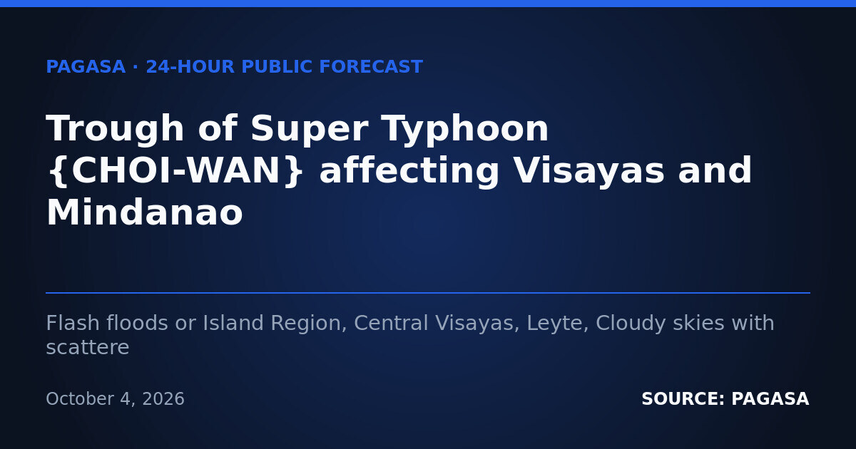 Typhoon Choi-Wan's Trough Brings Storms to Visayas, Mindanao — Monday, October 5, 2026