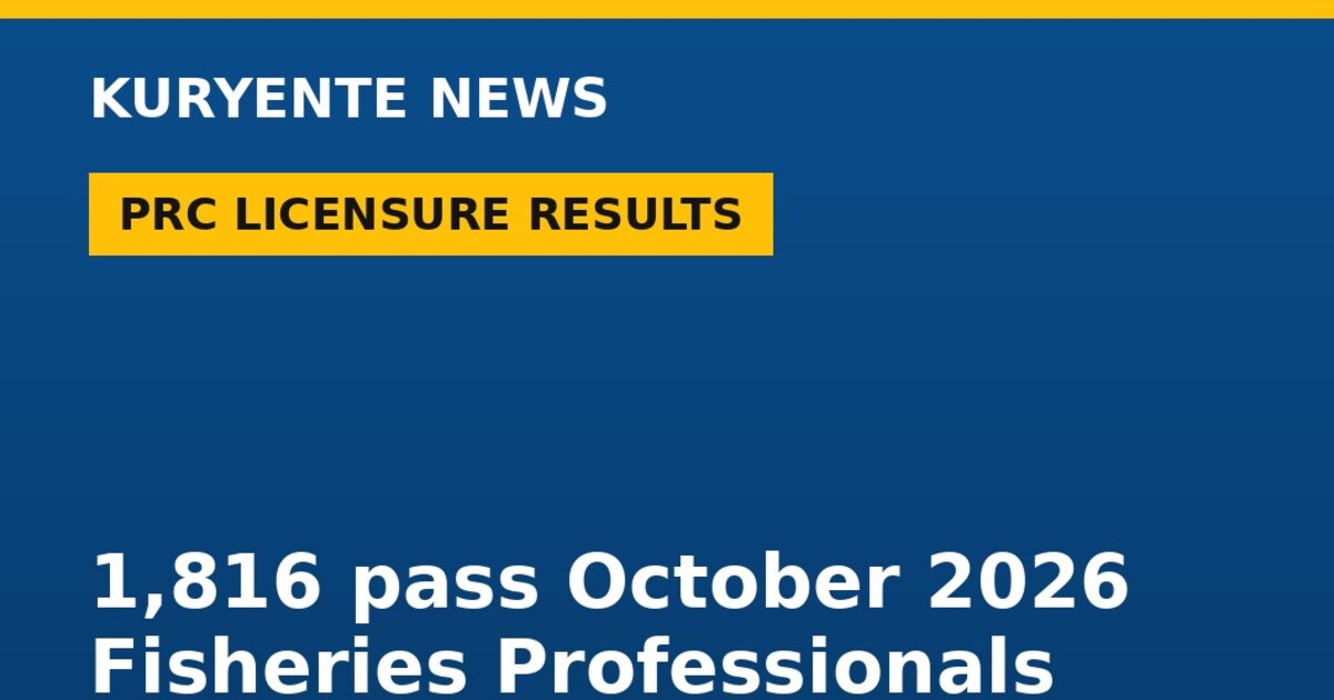 PRC: 1,816 pass October 2026 Fisheries Professionals Licensure Examination