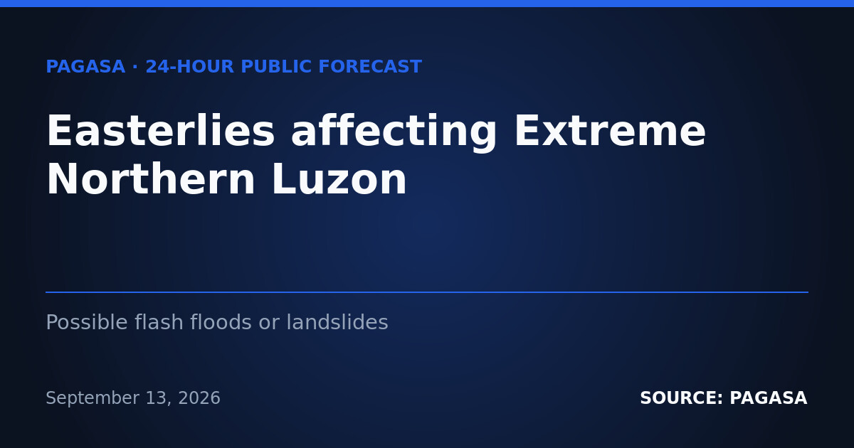 Thunderstorms, Flash Flood Risk Across PH on September 14