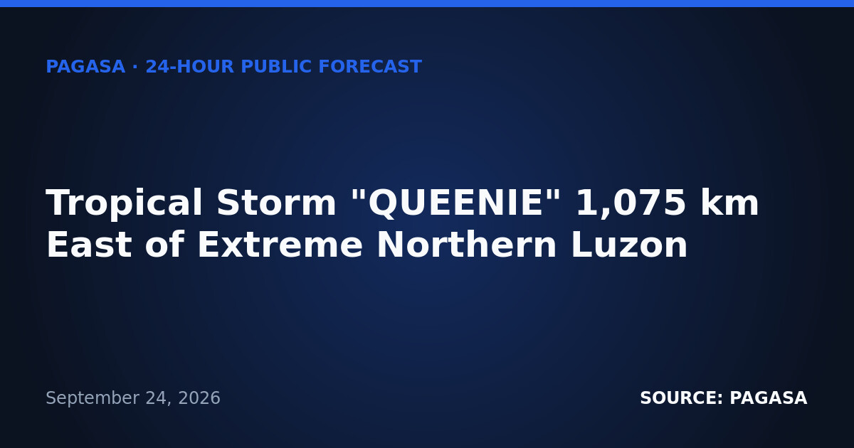 Tropical Storm Queenie, ITCZ Bring Rain Risks Across PH — Friday, September 25, 2026