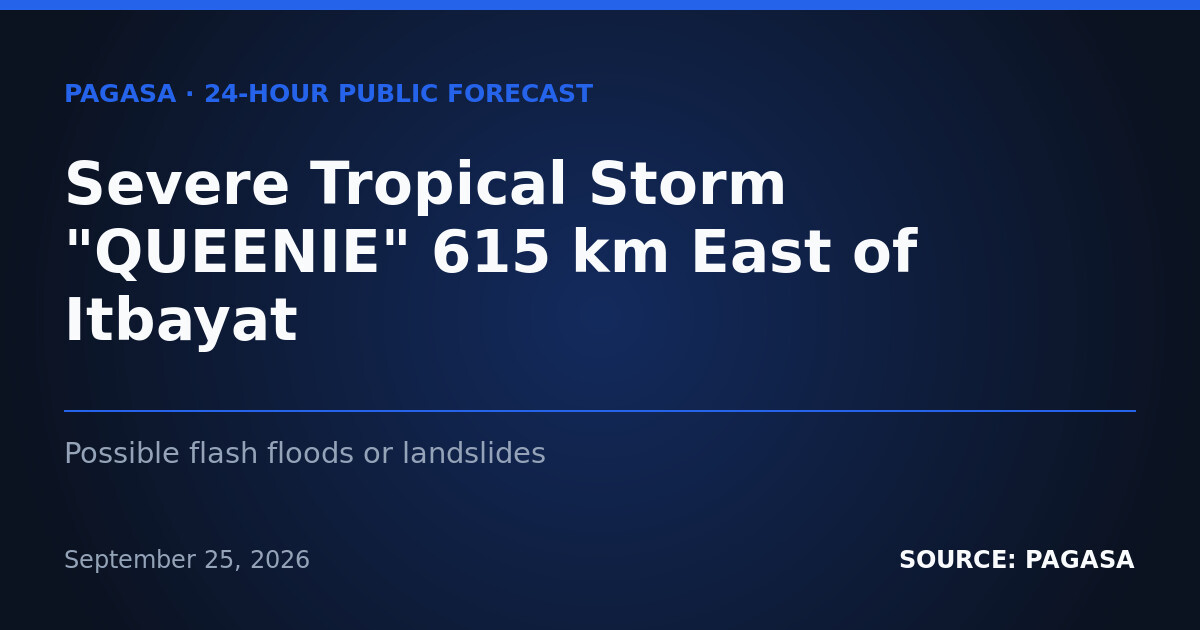 Storm "Queenie" Nears, ITCZ Brings Rains Across PH — Sept. 26