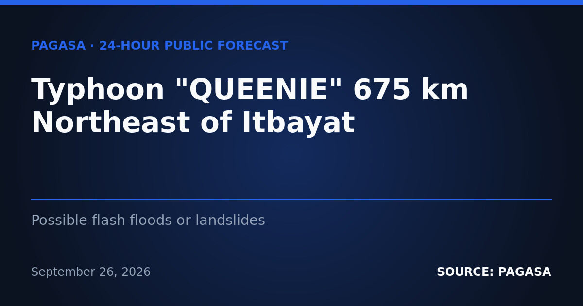Typhoon Queenie, ITCZ Bring Rain Across PH — Sept. 27