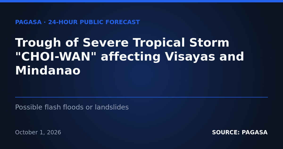 Tropical storm trough dumps rain on Visayas, Mindanao on Oct. 2