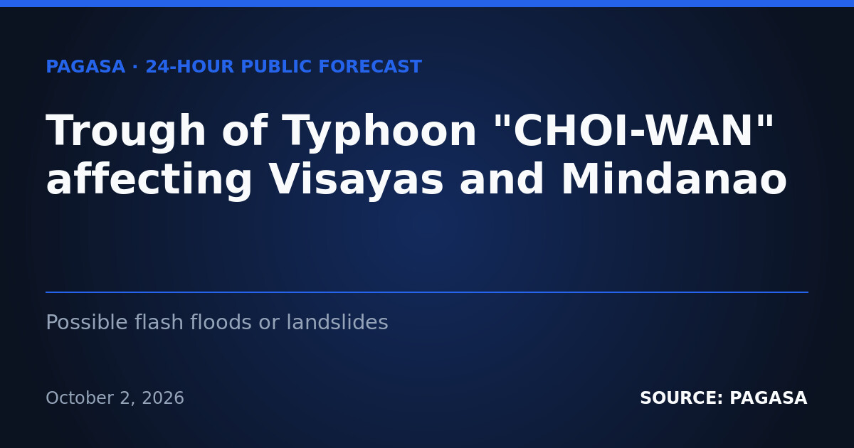 Typhoon Choi-Wan's Trough Brings Heavy Rains to Visayas, Mindanao — Saturday, October 3, 2026