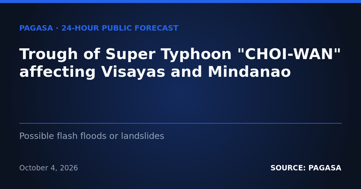 Typhoon Choi-Wan's Trough Brings Storms to Visayas, Mindanao — Monday, October 5, 2026