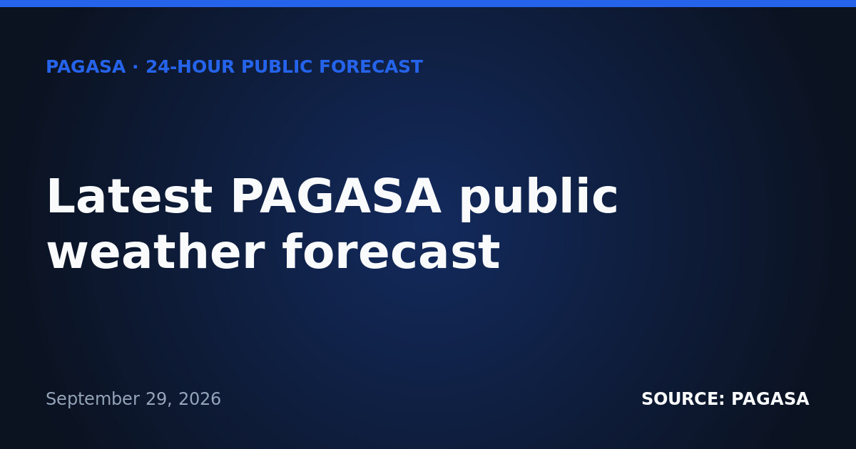 ITCZ Brings Rain to Southern PH; Tropical Depression Outside PAR — Wednesday, September 30, 2026
