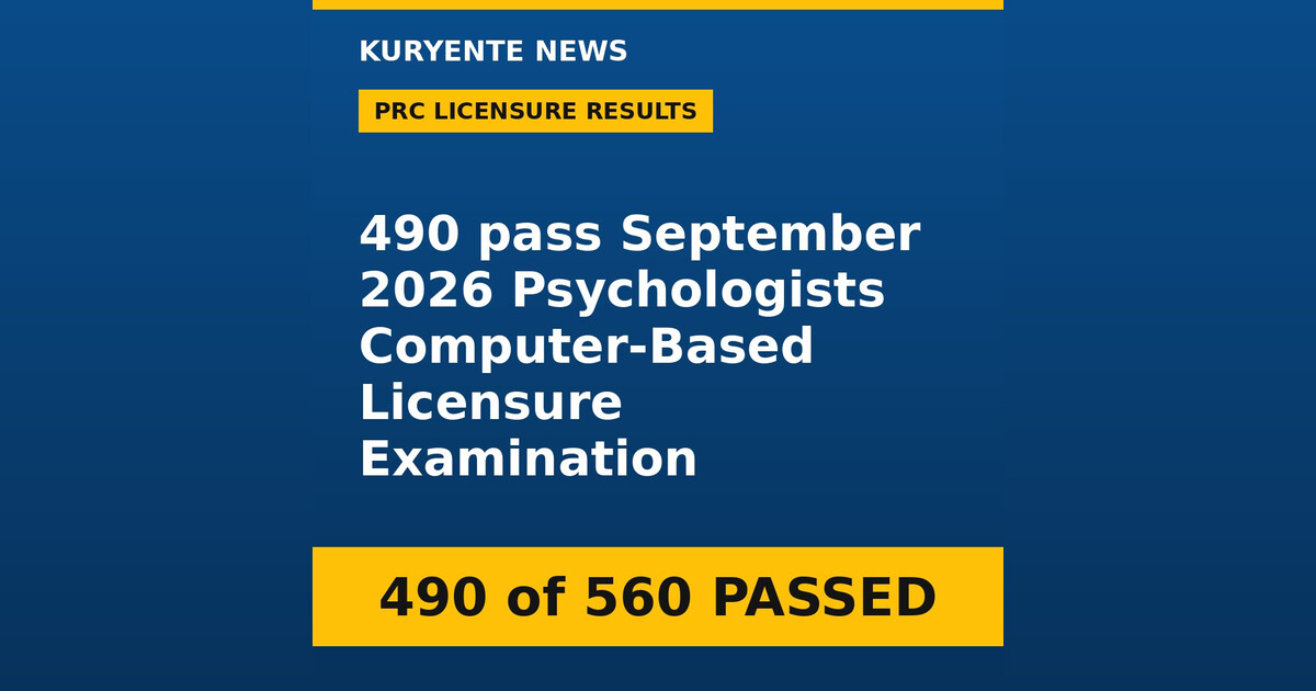 PRC: 490 pass September 2026 Psychologists Computer-Based Licensure Examination