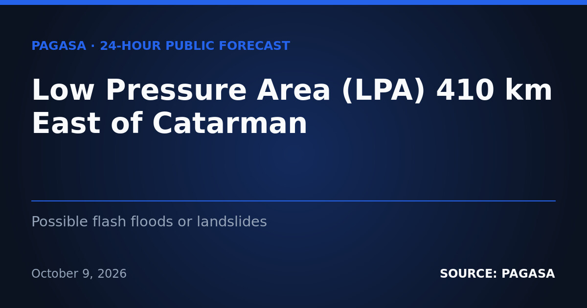 LPA and ITCZ Bring Scattered Rains, Flash Flood Risk Across PH — Saturday, October 10, 2026
