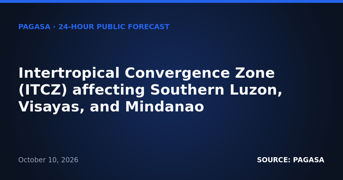 ITCZ, Easterlies Bring Scattered Rains Across Philippines — Sunday, October 11, 2026