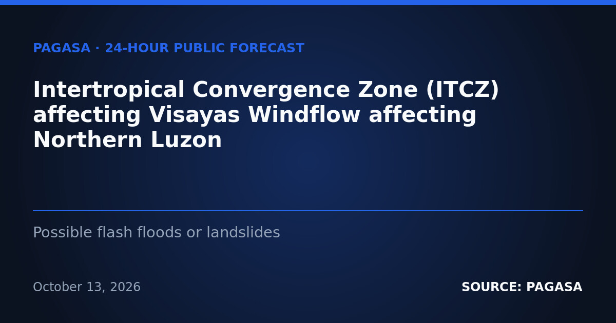 Heavy Rain, Flood Risk Hit Visayas and Mindanao on Oct. 14