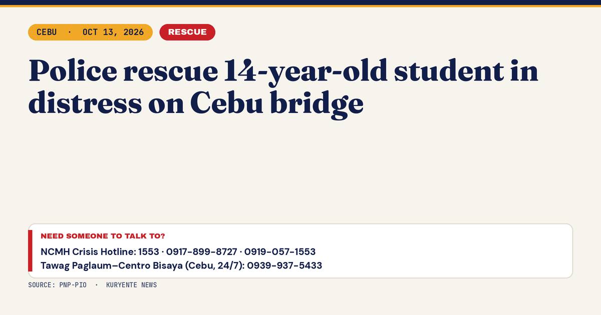 Cebu Bridge Rescue: CCTV Alert Saves Teen in Distress
