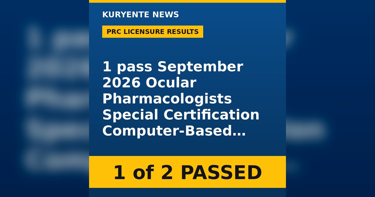 PRC: 1 pass September 2026 Ocular Pharmacologists Special Certification Computer-Based…