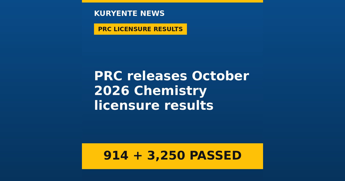 PRC releases October 2026 Chemistry licensure results