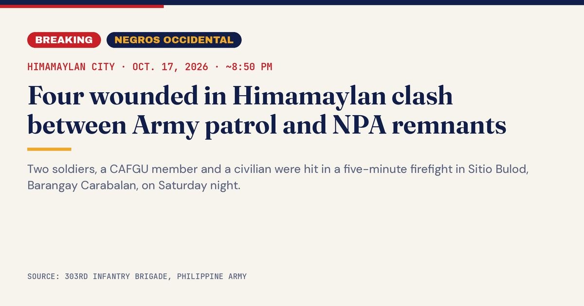 Himamaylan: Army, NPA Clash Wounds Four in Carabalan