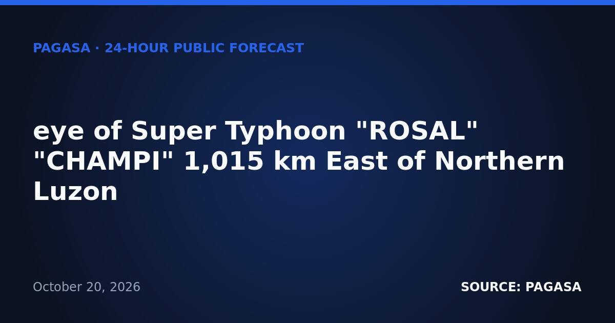 Super Typhoon Rosal Brings Heavy Rains to Northern Luzon — Wednesday, October 21, 2026