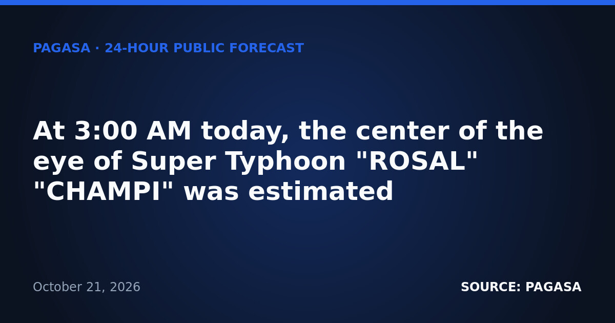 Super Typhoon Rosal Menaces Batanes as It Tracks Northwest — Thursday, October 22, 2026