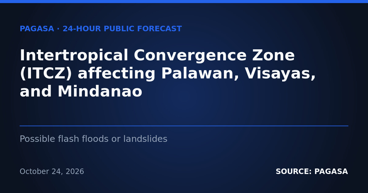 ITCZ Brings Heavy Rain, Flood Risk to Southern PH – Oct. 25