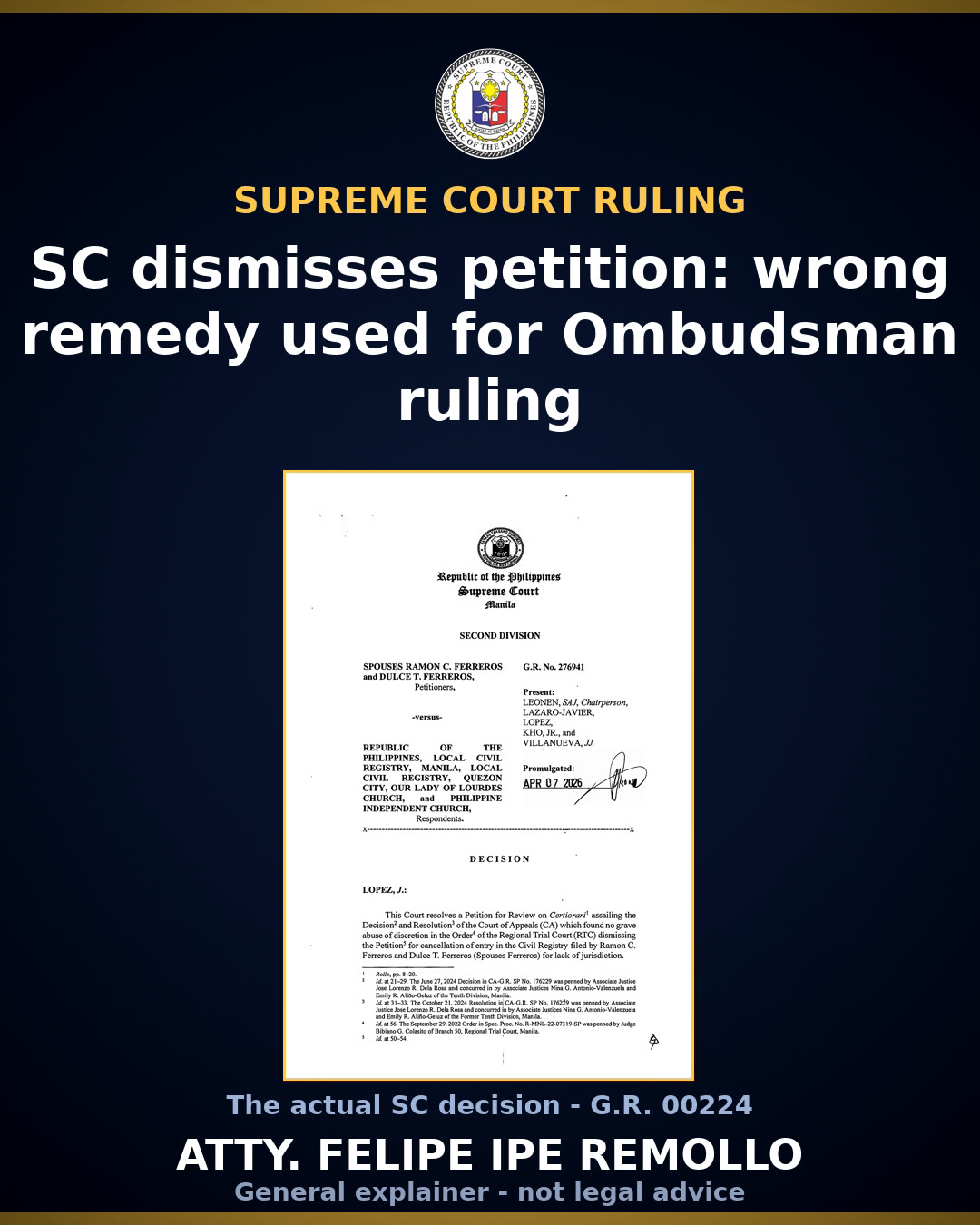 SC dismisses petition, affirms CA ruling clearing Belison officials