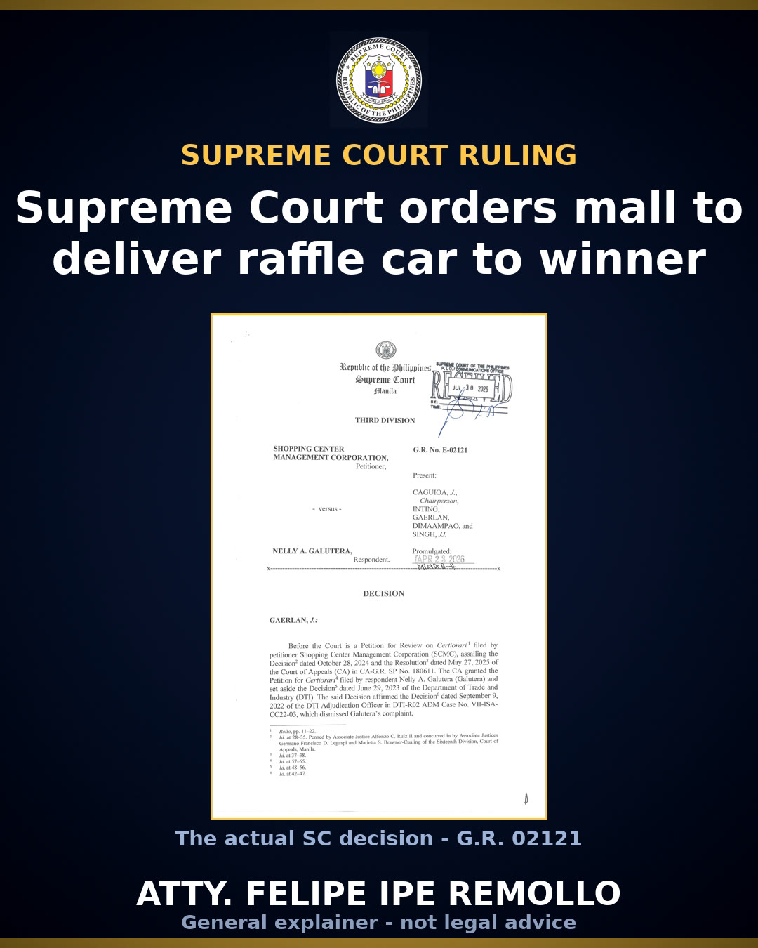SC affirms raffle winner's right to Suzuki prize despite disqualification claim